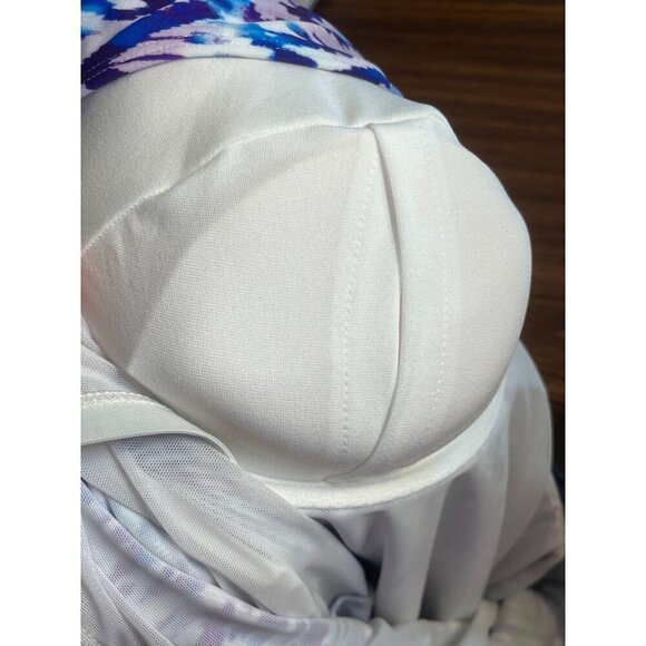 Torrid Tie Dye Swim 1X Blue One Piece Chevron Peplum Tropical Aztec Boho Western - Picture 14 of 16